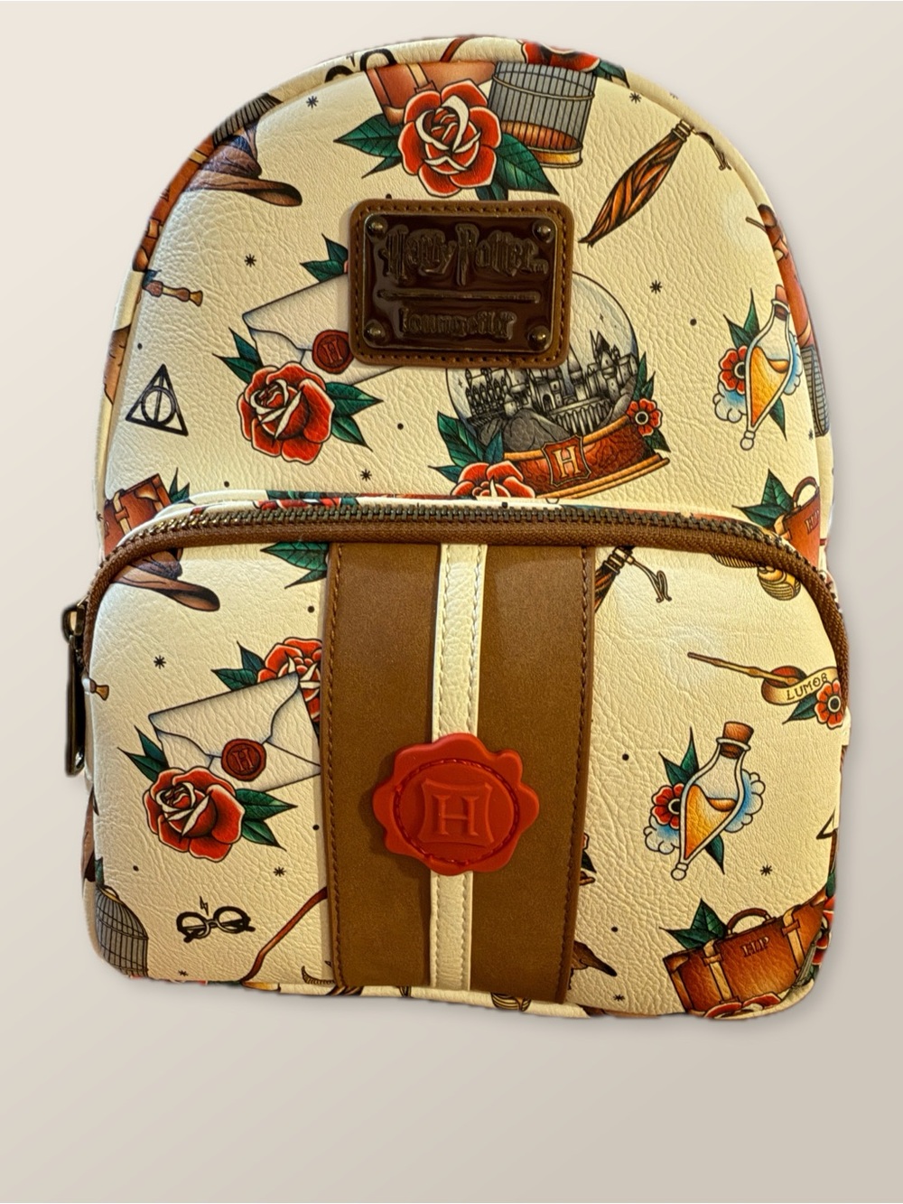 NWT Loungefly Harry Potter Tattoo Art All-Over-Print (AOP) Mini Backpack